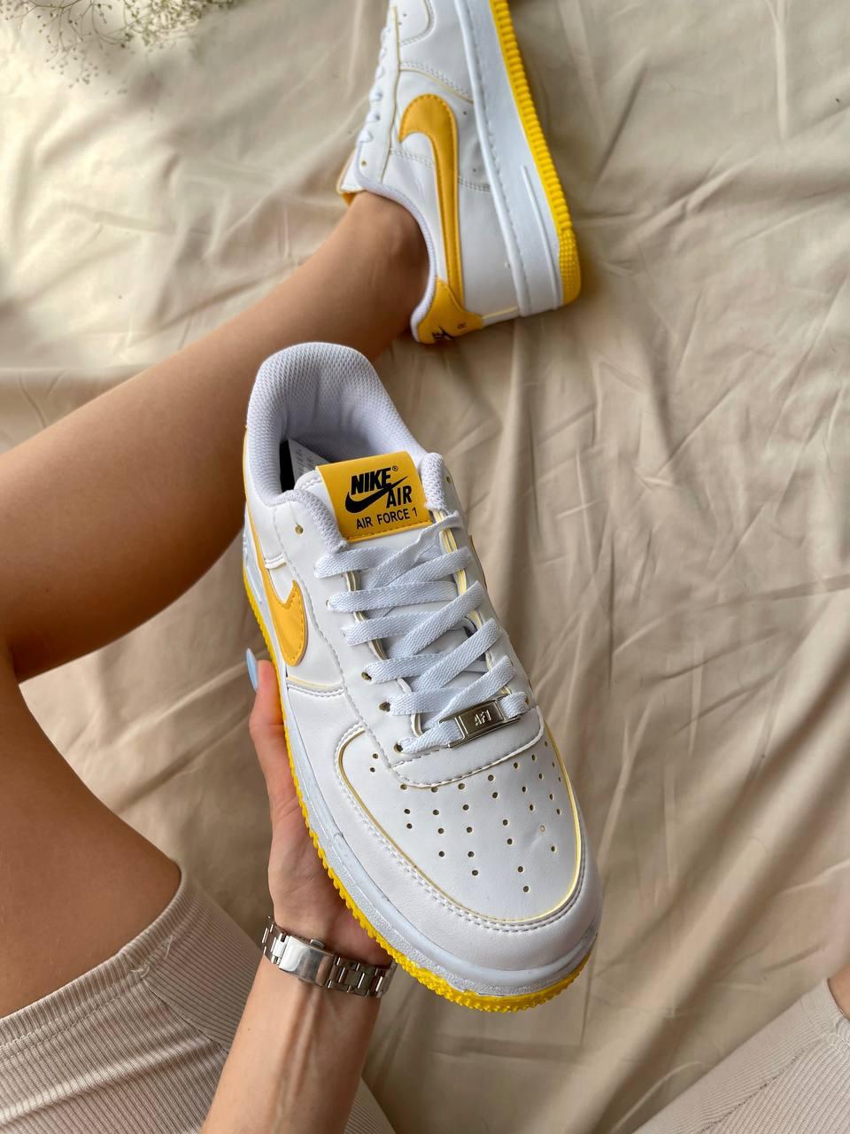 Nike Air Force 1 White Yellow Logo