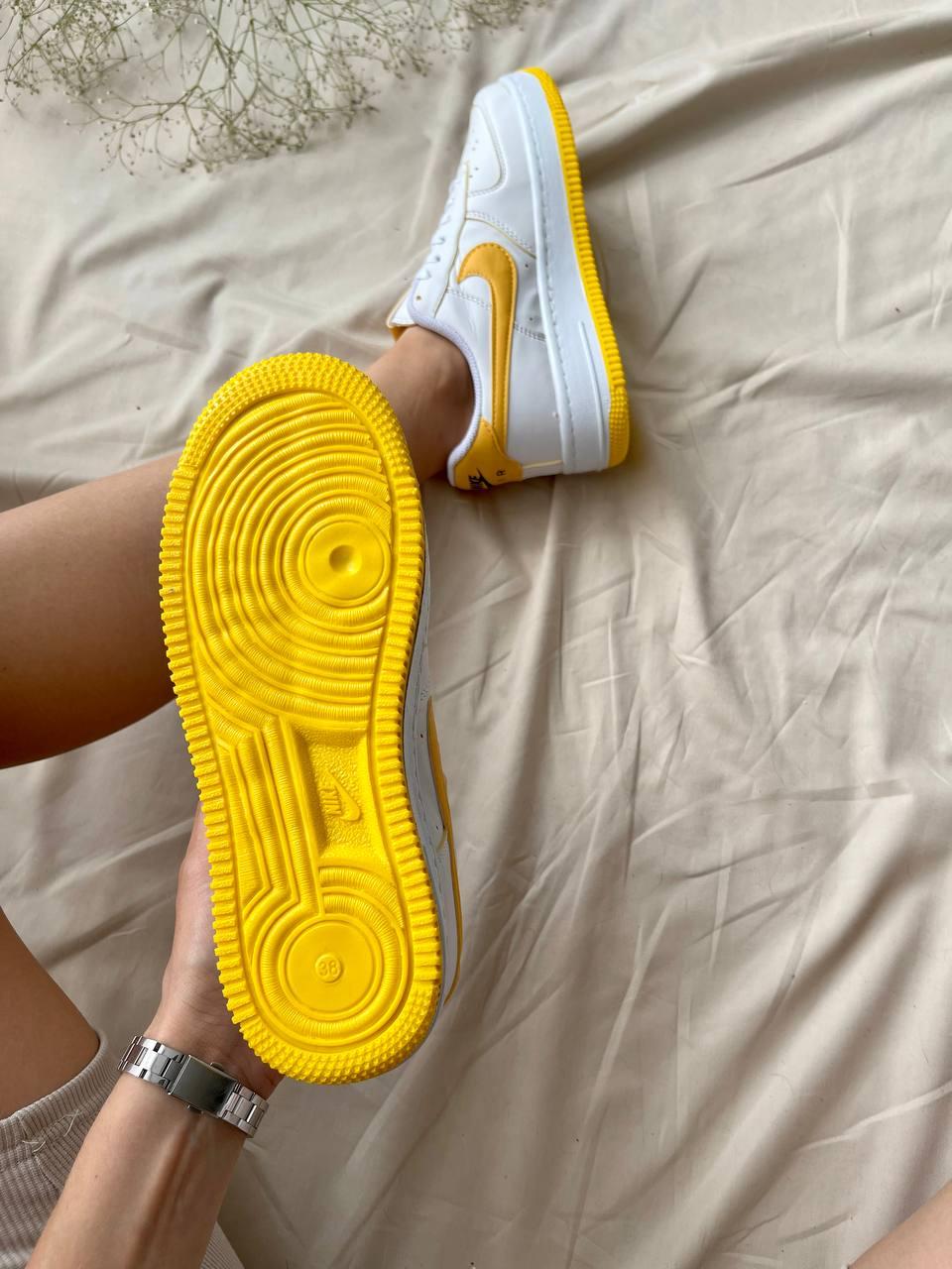 Nike Air Force 1 White Yellow Logo