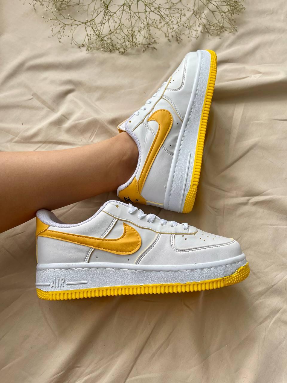 Nike Air Force 1 White Yellow Logo