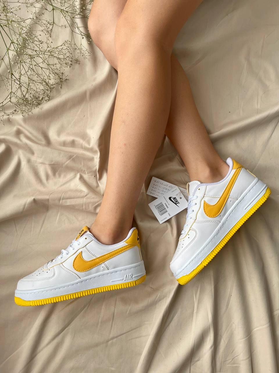 Nike Air Force 1 White Yellow Logo
