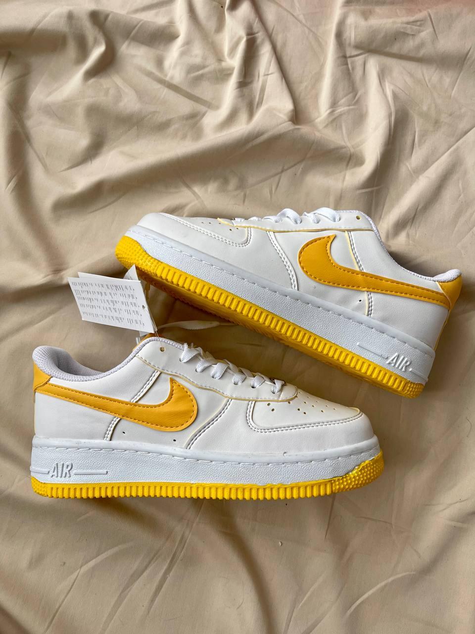 Nike Air Force 1 White Yellow Logo
