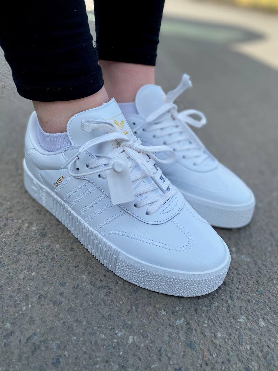 Adidas Samba All White Кожа