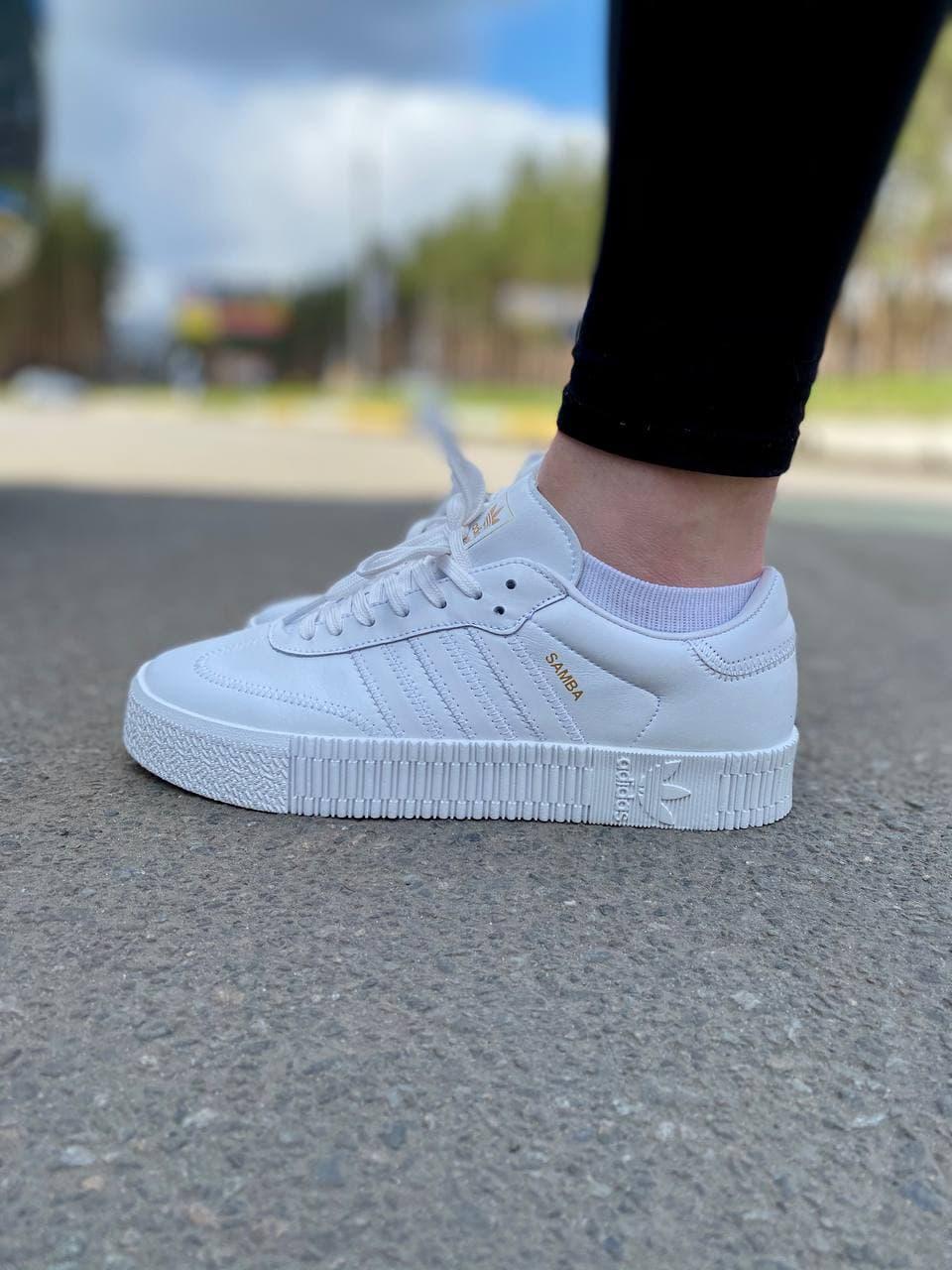 Adidas Samba All White Кожа