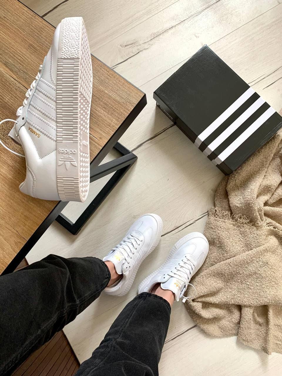 Adidas Samba All White Кожа