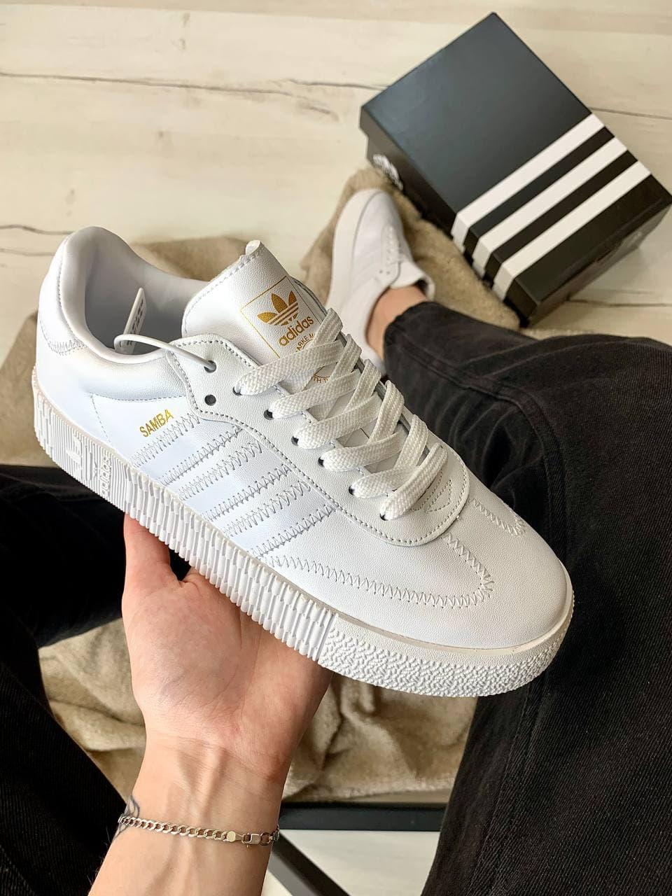 Adidas Samba All White Кожа