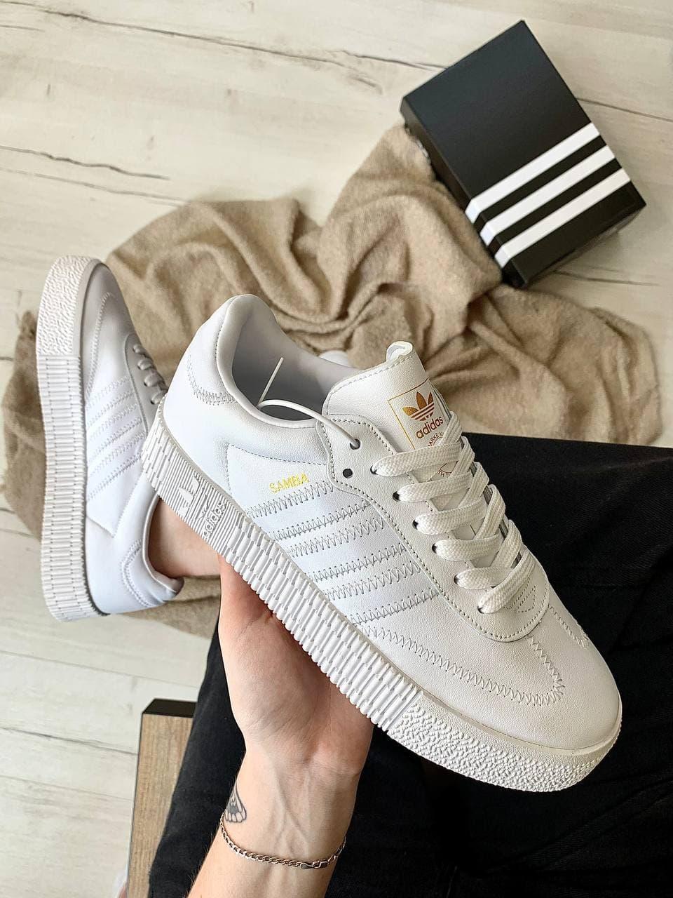 Adidas Samba All White Кожа