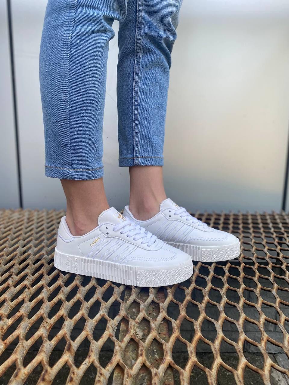 Adidas Samba All White Кожа