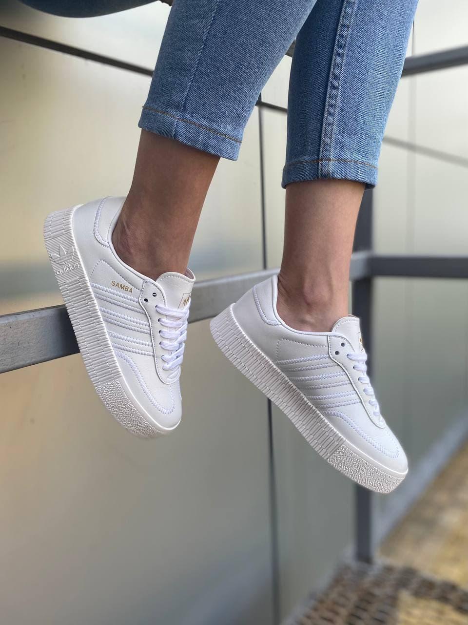 Adidas Samba All White Кожа