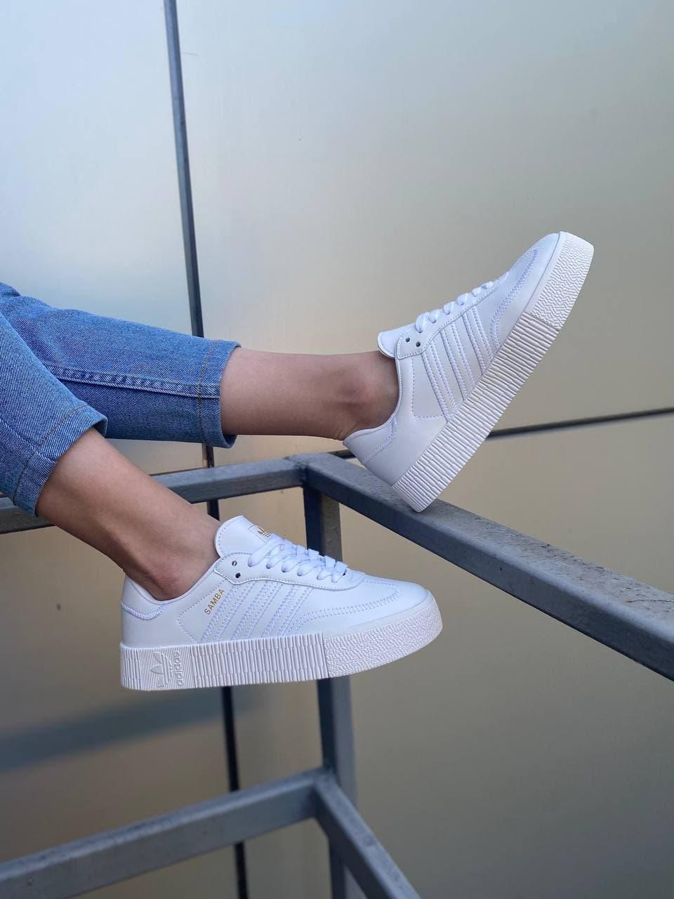 Adidas Samba All White Кожа