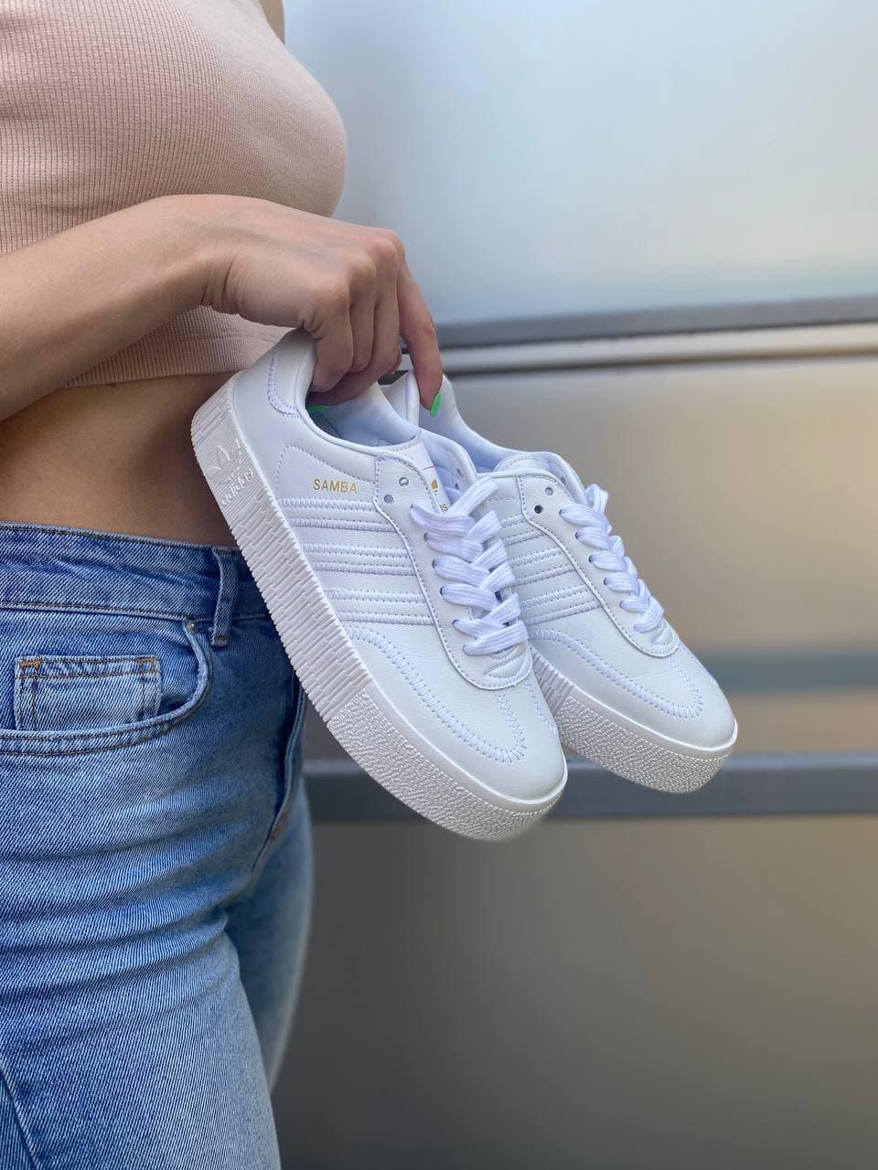 Adidas Samba All White Кожа