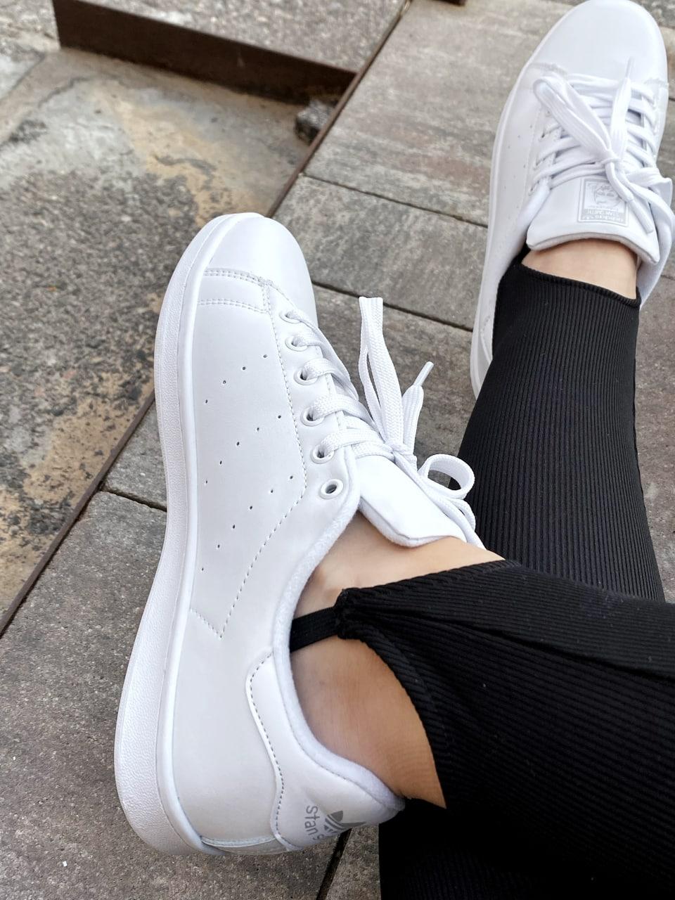 Adidas Stan Smith White Silver Logo