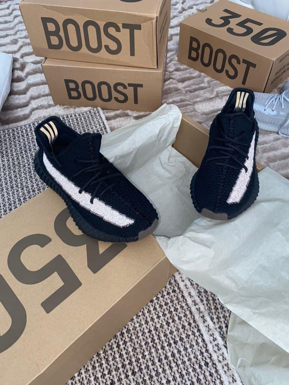 Adidas Yeezy Boost 350 Black (Рефлективная полоска)