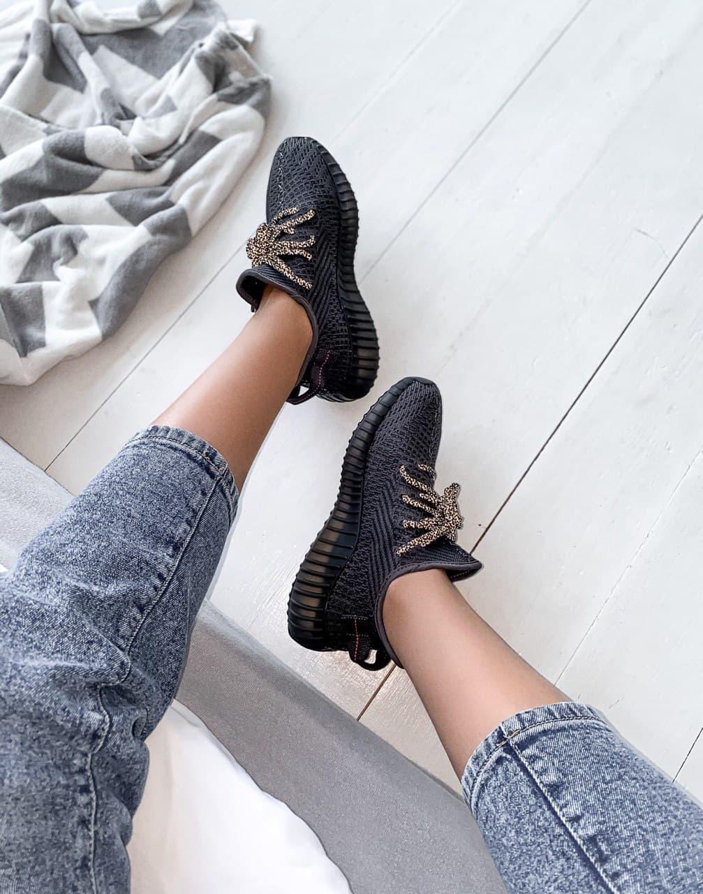 Adidas Yeezy Boost 350 V2 Black (хРефлективные шнурки)