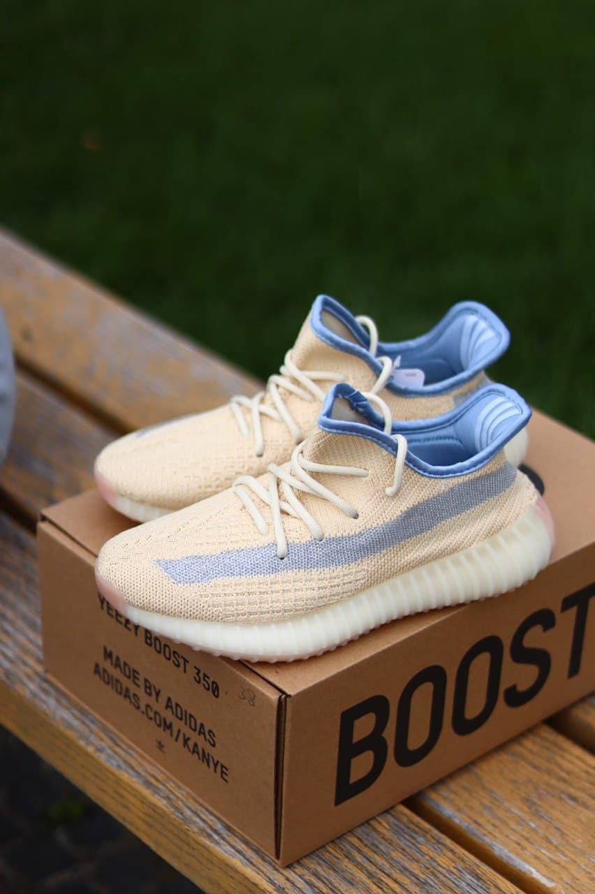 Adidas Yeezy Boost 350 V2 Yellow Linen (Рефлективная полоска)