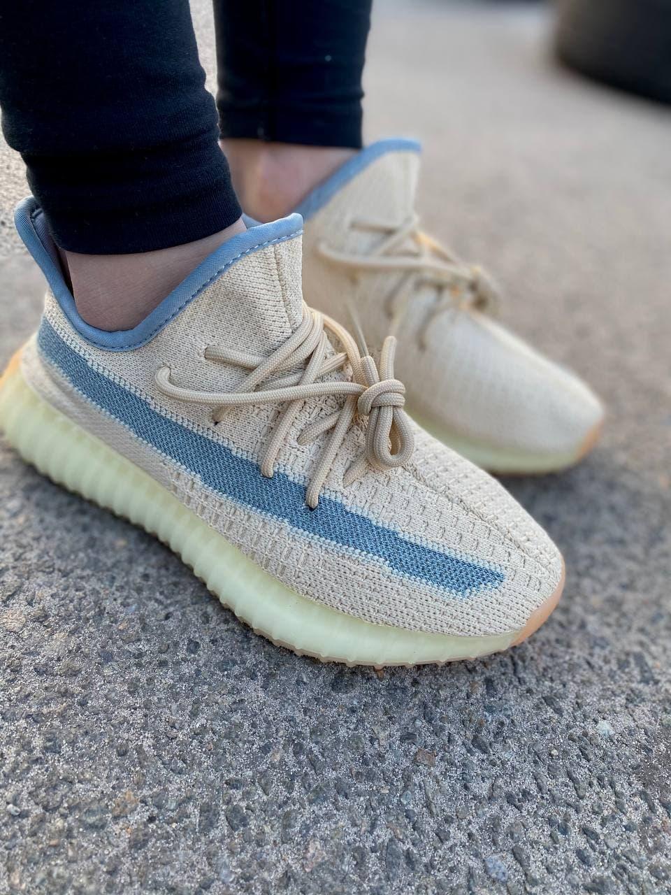 Adidas Yeezy Boost 350 V2 Yellow Linen (Рефлективная полоска)