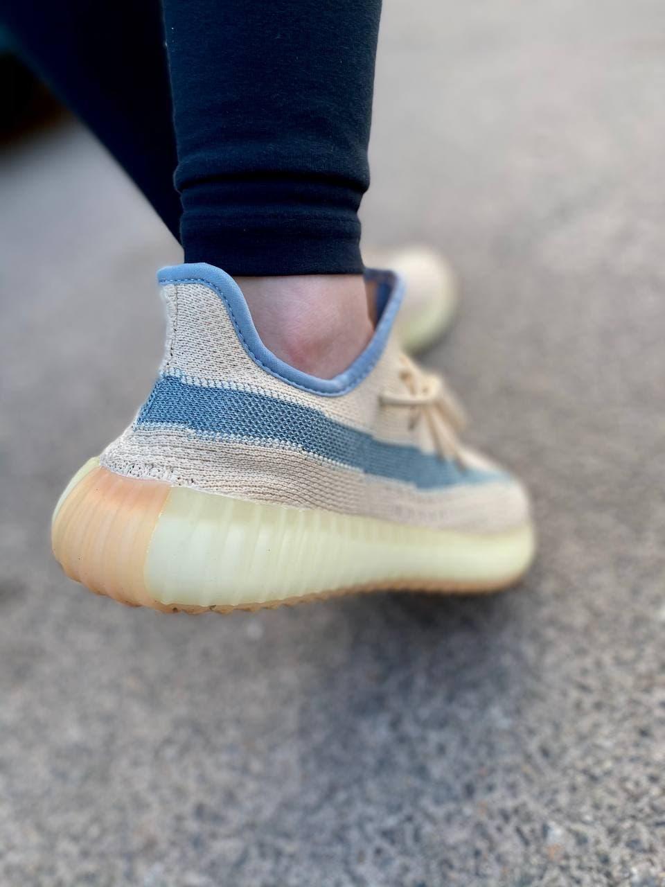 Adidas Yeezy Boost 350 V2 Yellow Linen (Рефлективная полоска)
