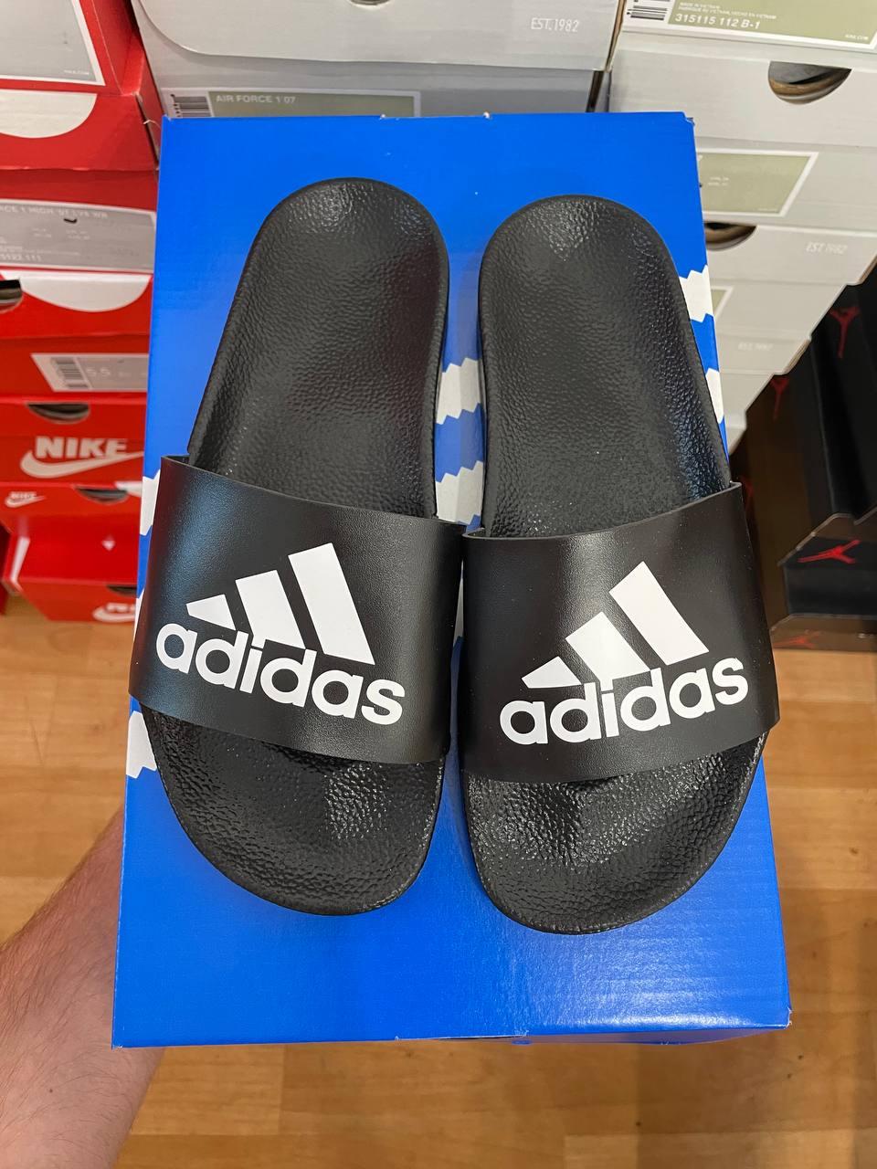 Adidas Slides Black White Logo