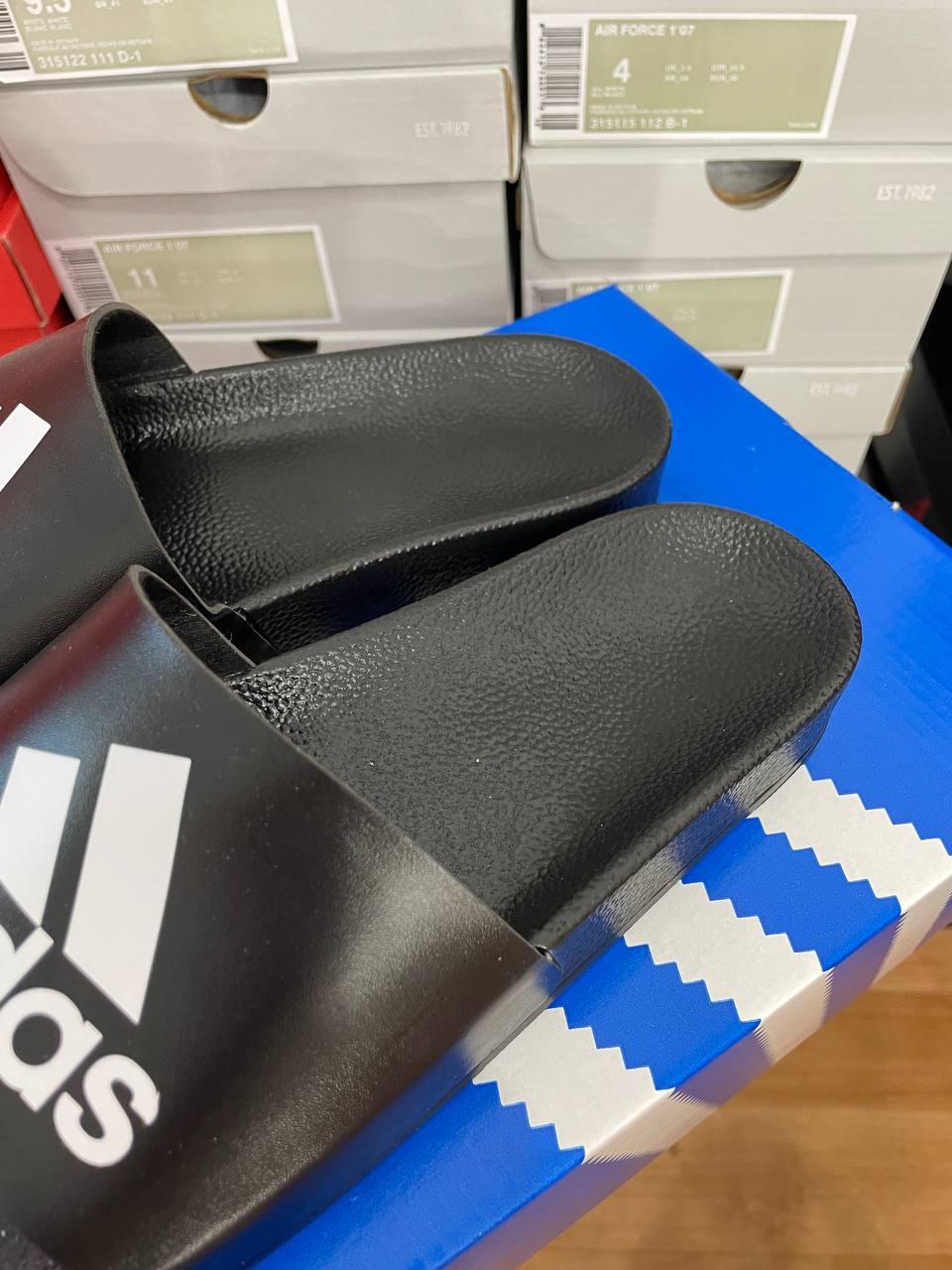Adidas Slides Black White Logo