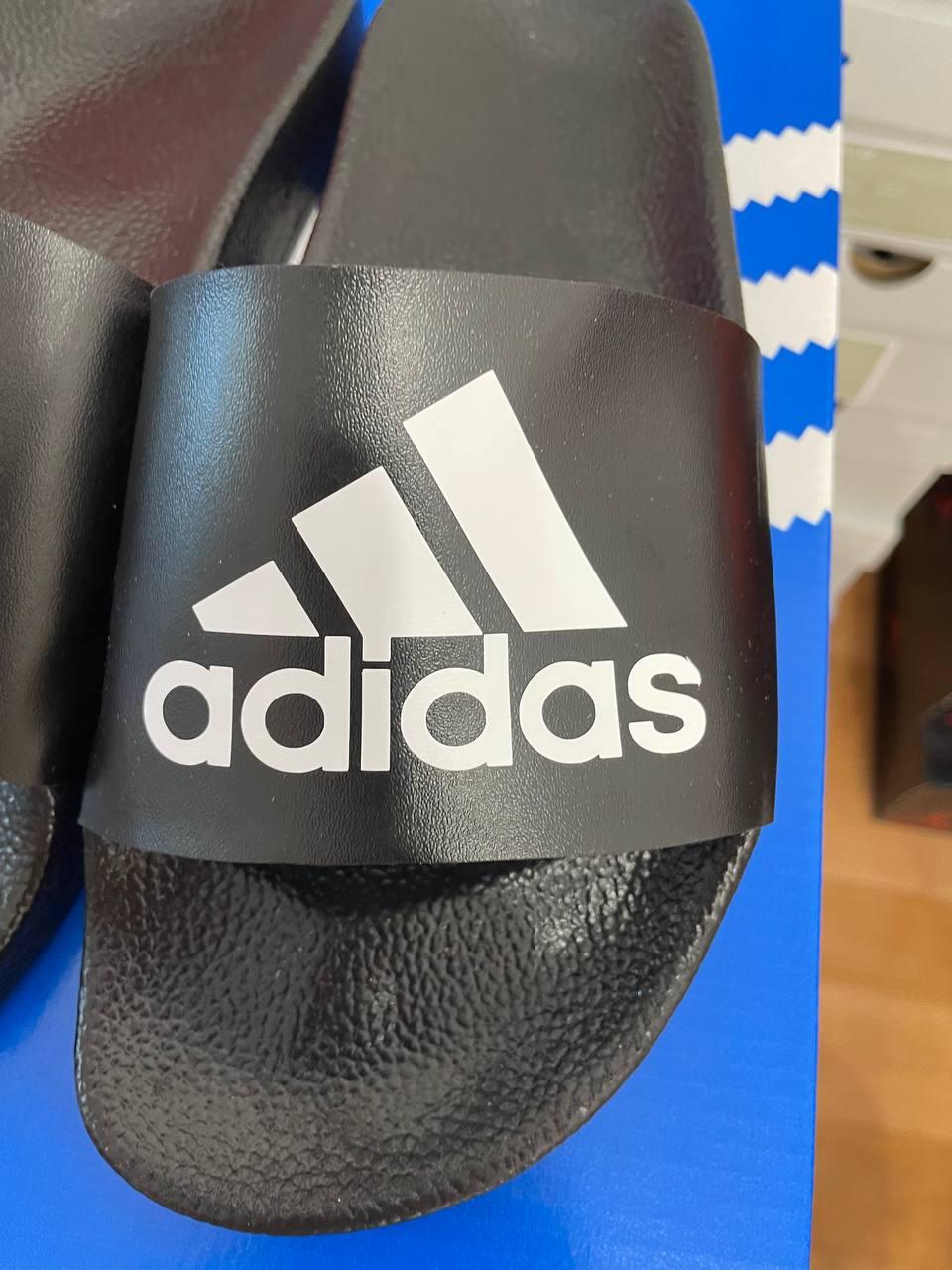 Adidas Slides Black White Logo