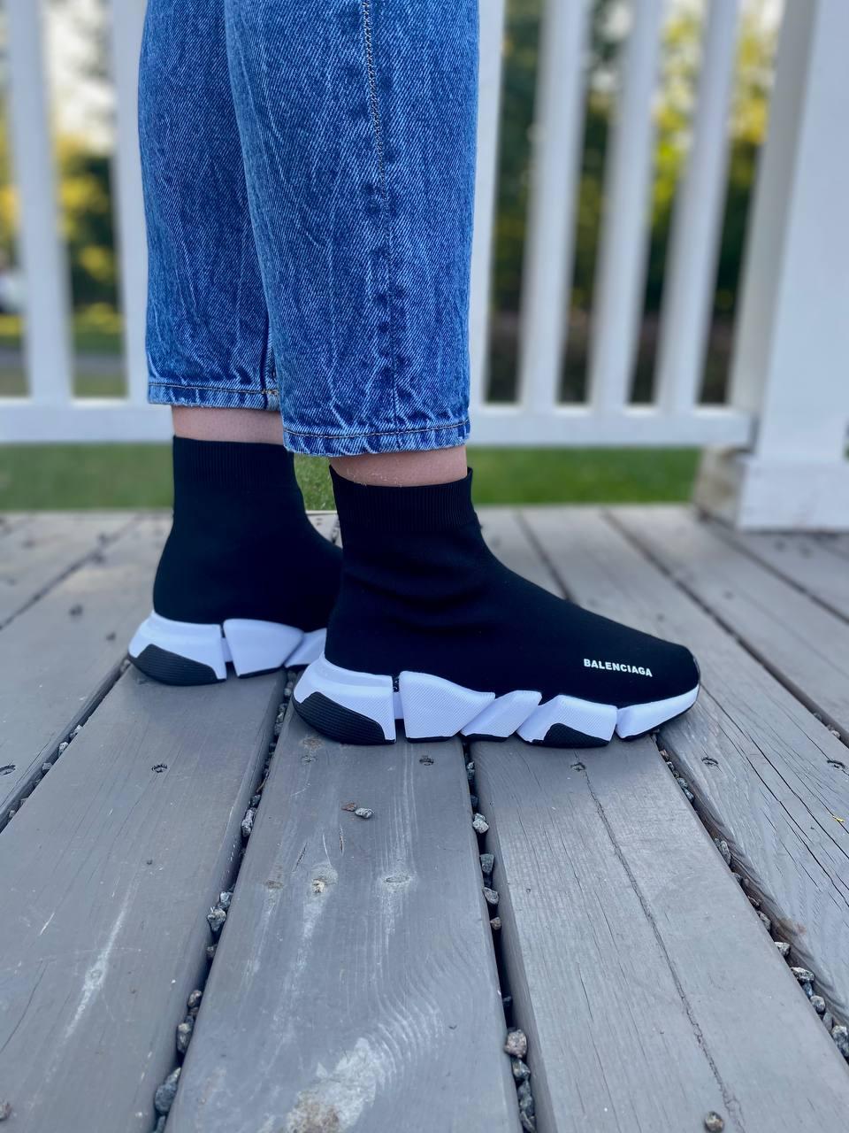 Balenciaga Speed Trainer 2.0 Knit Black White 2
