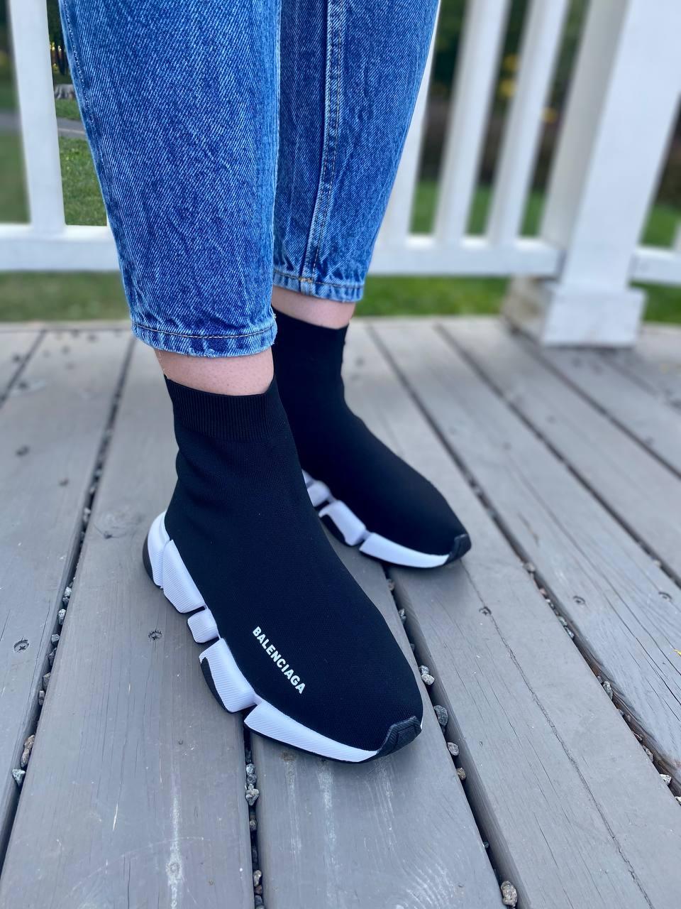 Balenciaga Speed Trainer 2.0 Knit Black White 2
