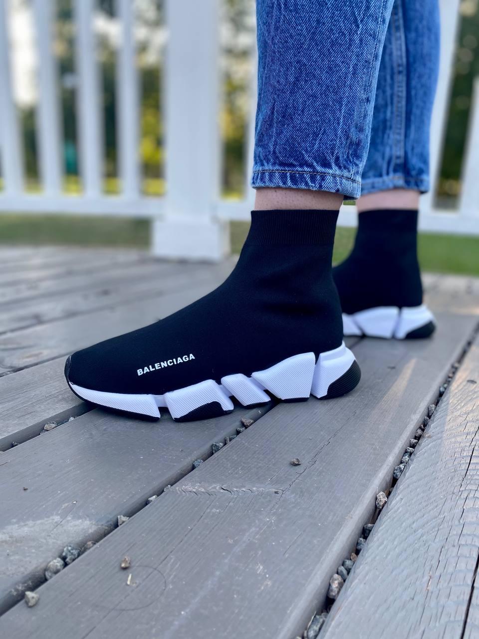 Balenciaga Speed Trainer 2.0 Knit Black White 2