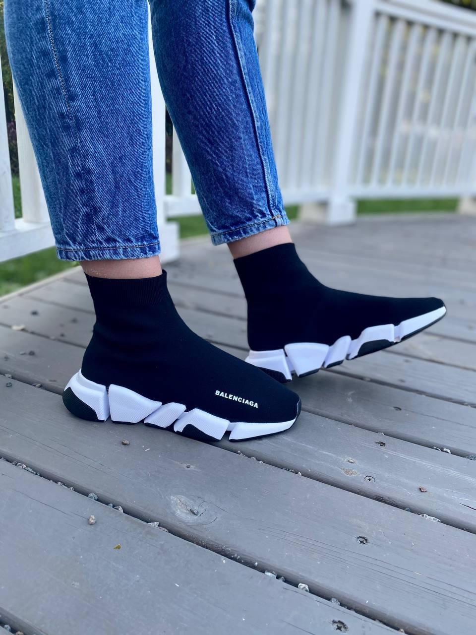 Balenciaga Speed Trainer 2.0 Knit Black White 2