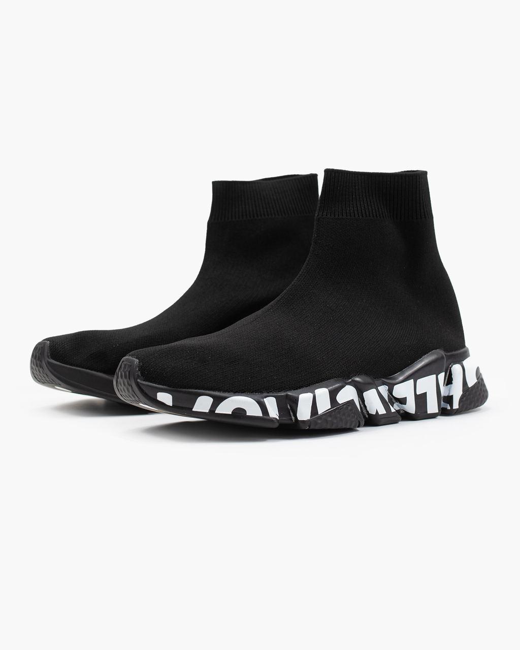 Balenciaga Speed Trainer Black White Graffiti