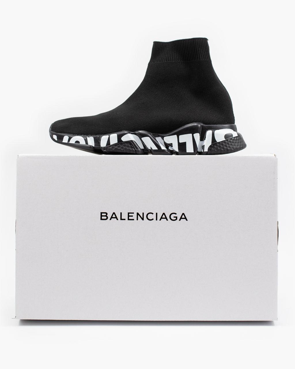 Balenciaga Speed Trainer Black White Graffiti