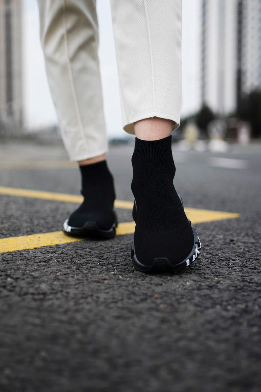 Balenciaga Speed Trainer Black White Graffiti