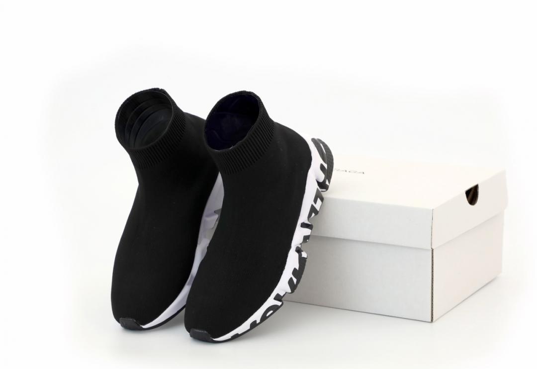 Balenciaga Speed Trainer Black White Graffiti 2