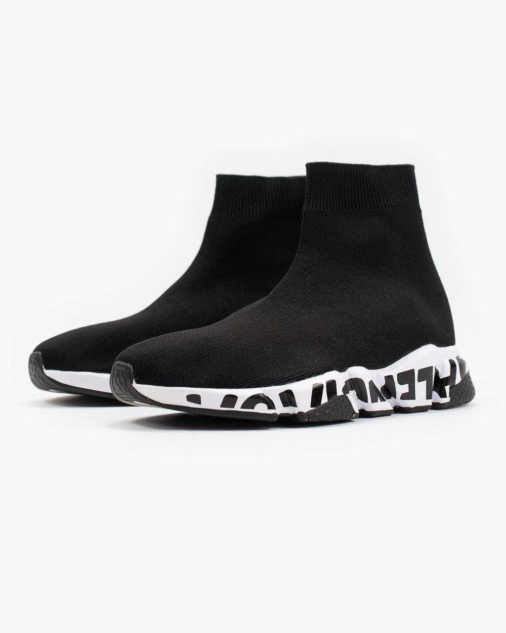 Balenciaga Speed Trainer Black White Graffiti 2