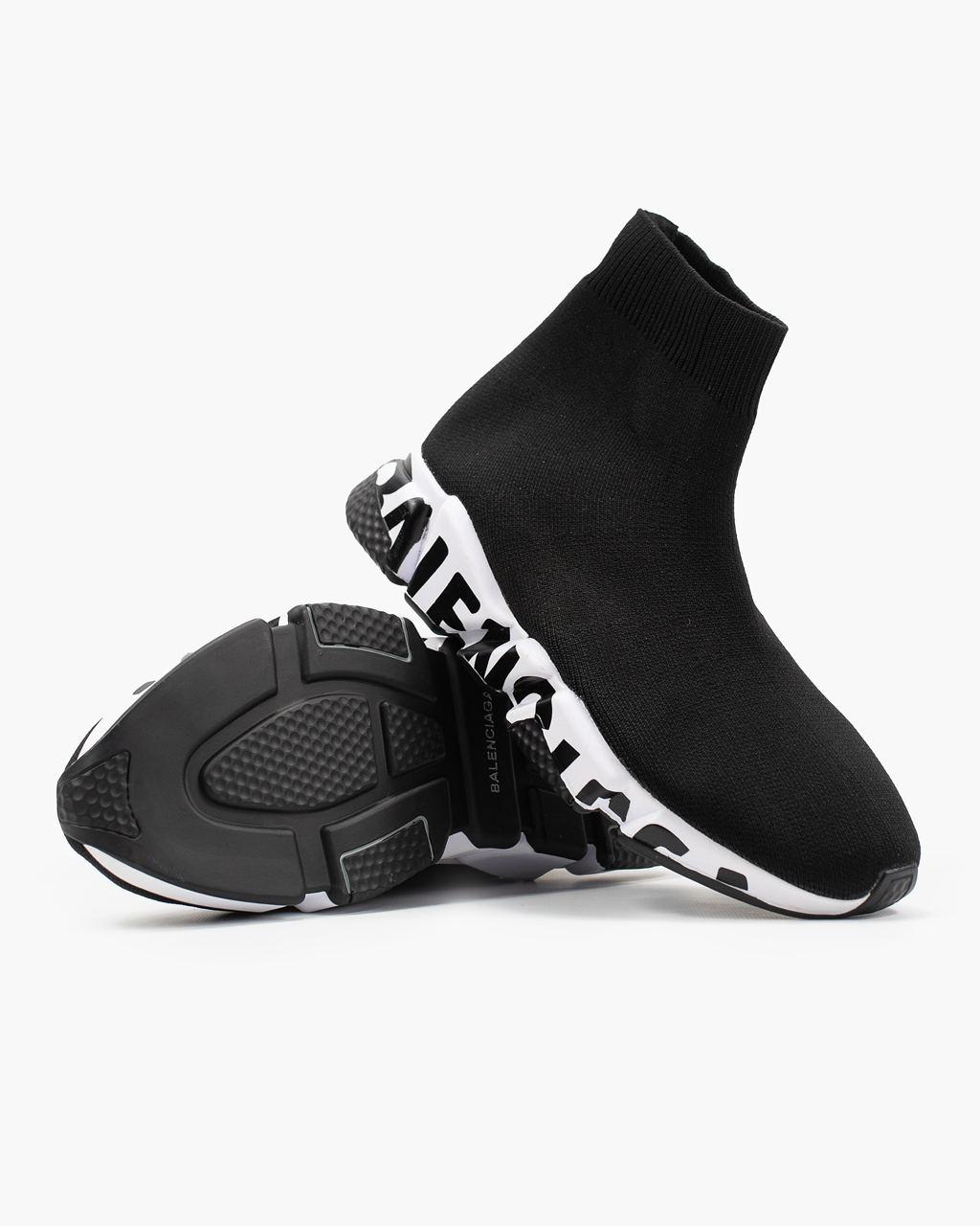 Balenciaga Speed Trainer Black White Graffiti 2