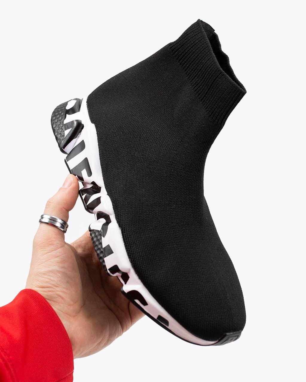 Balenciaga Speed Trainer Black White Graffiti 2