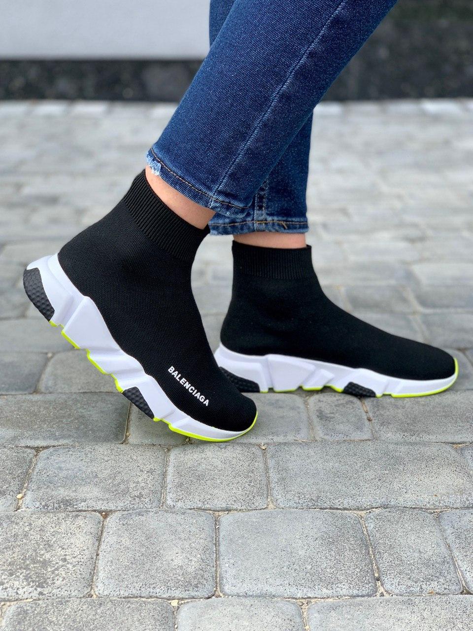 Balenciaga Speed Trainer Black White Neon Green