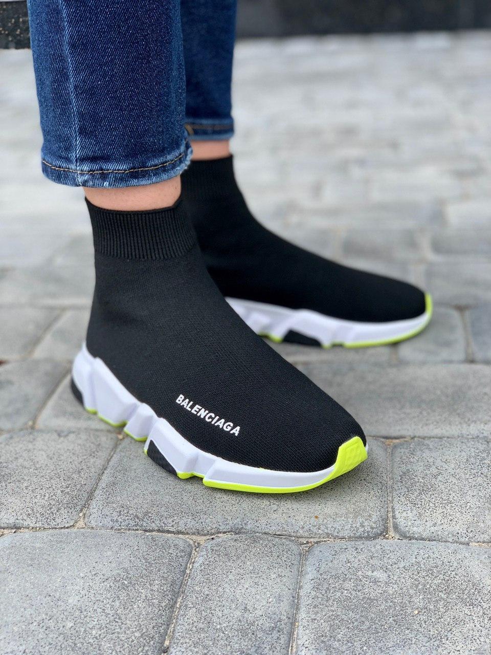 Balenciaga Speed Trainer Black White Neon Green