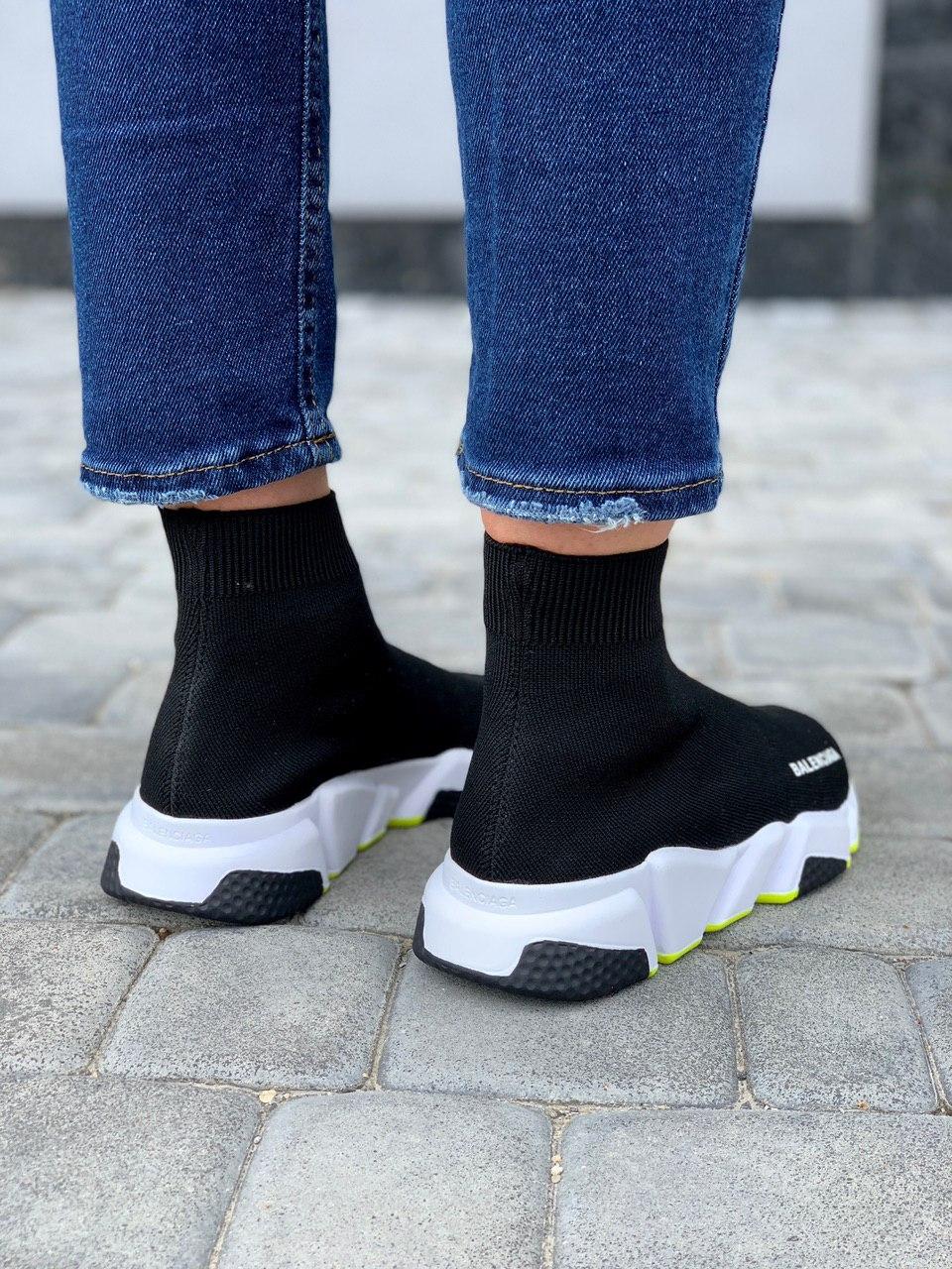 Balenciaga Speed Trainer Black White Neon Green
