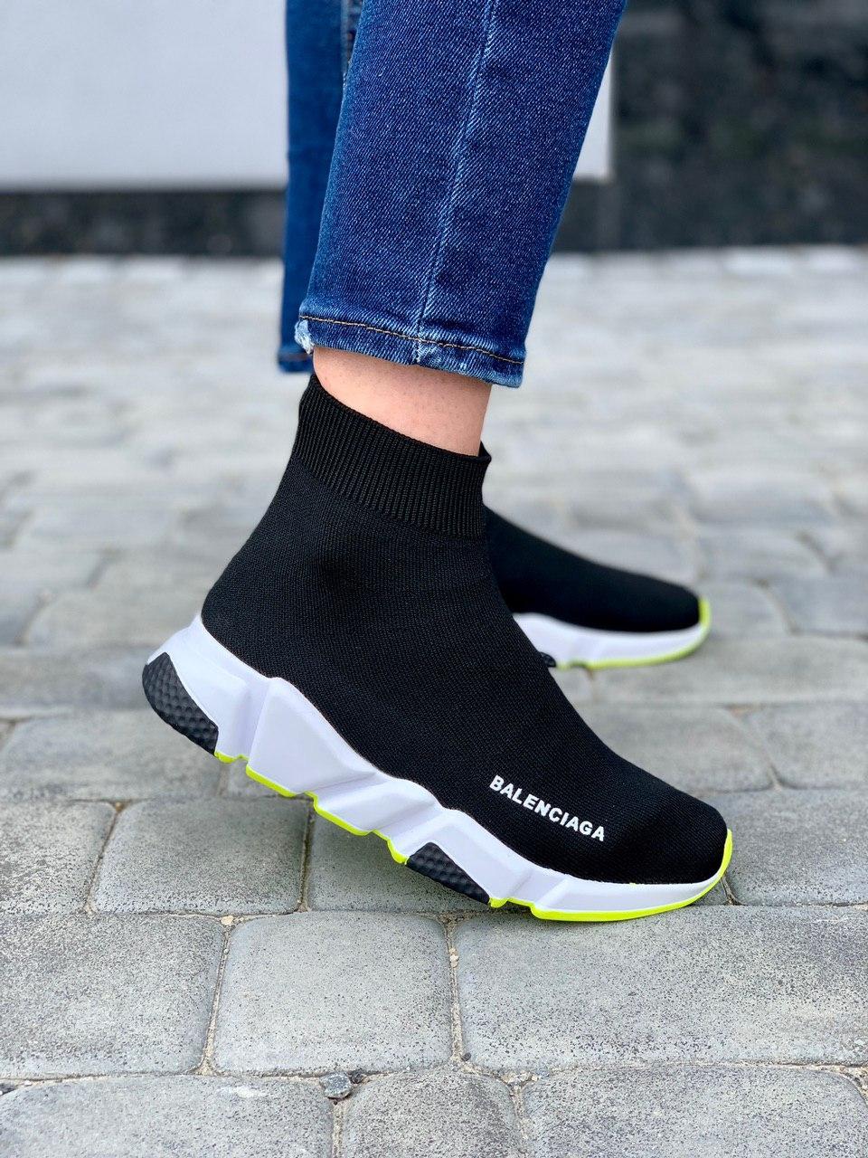 Balenciaga Speed Trainer Black White Neon Green