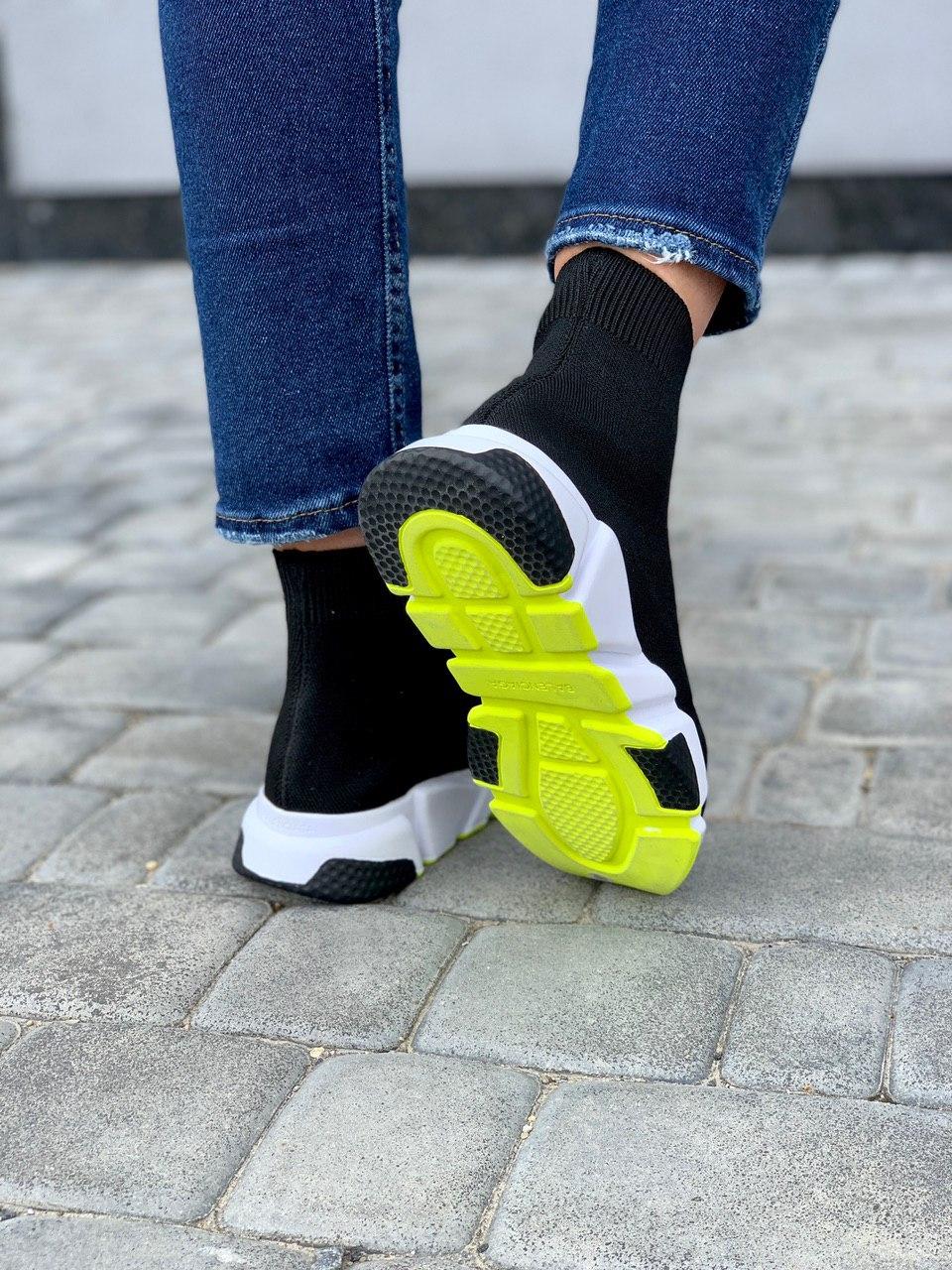 Balenciaga Speed Trainer Black White Neon Green