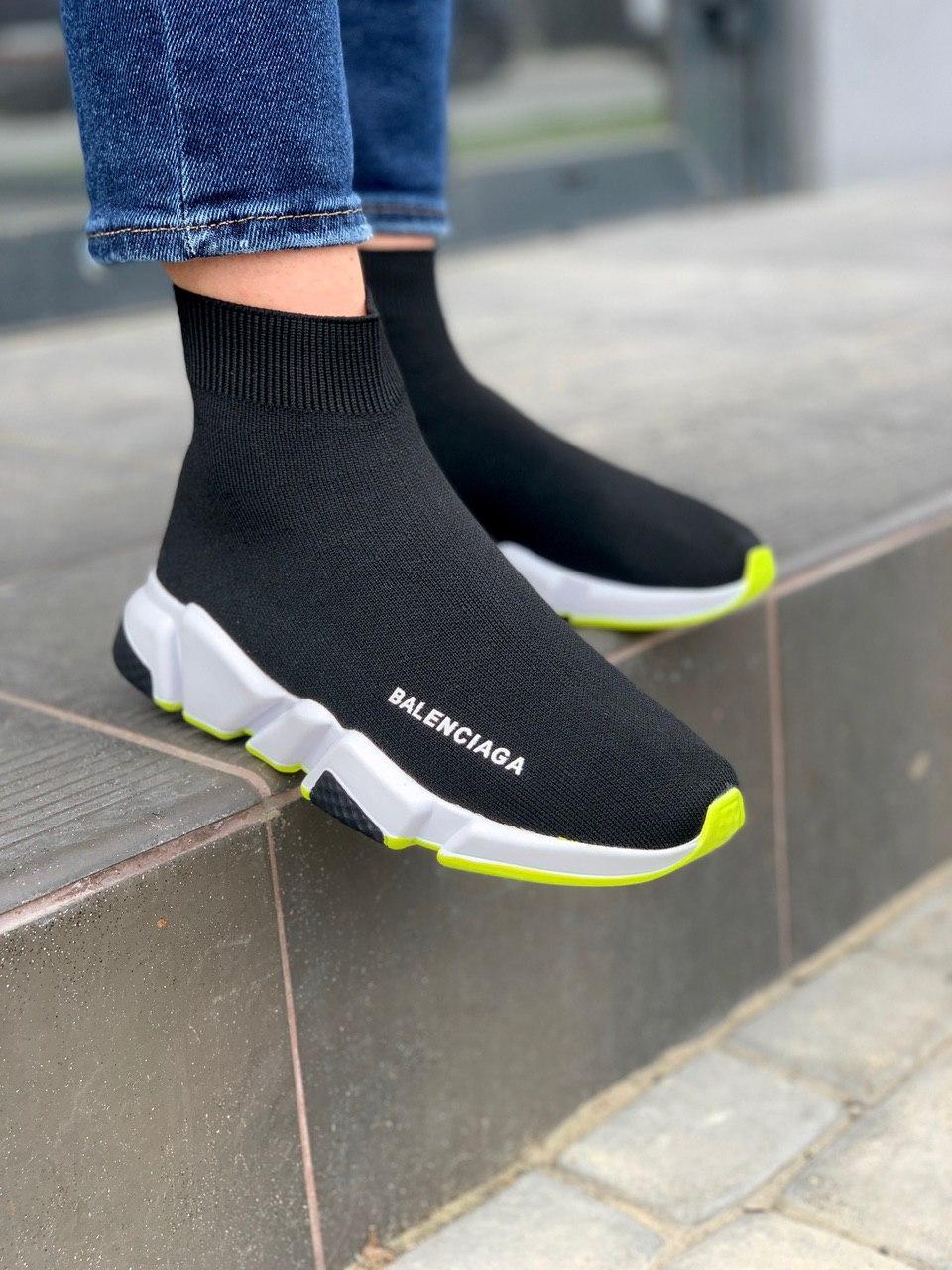 Balenciaga Speed Trainer Black White Neon Green