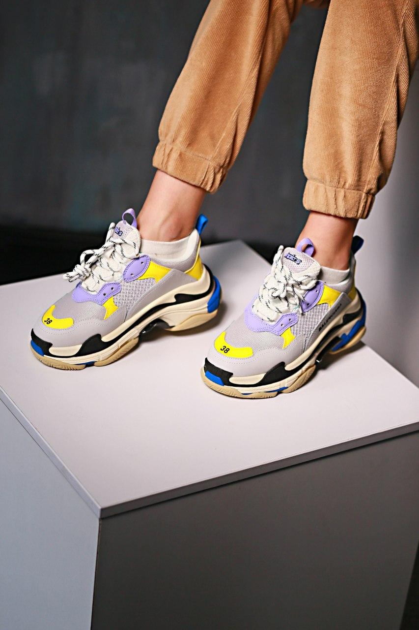 Balenciaga Triple S V1 Sneaker Grey Purple Yellow Black