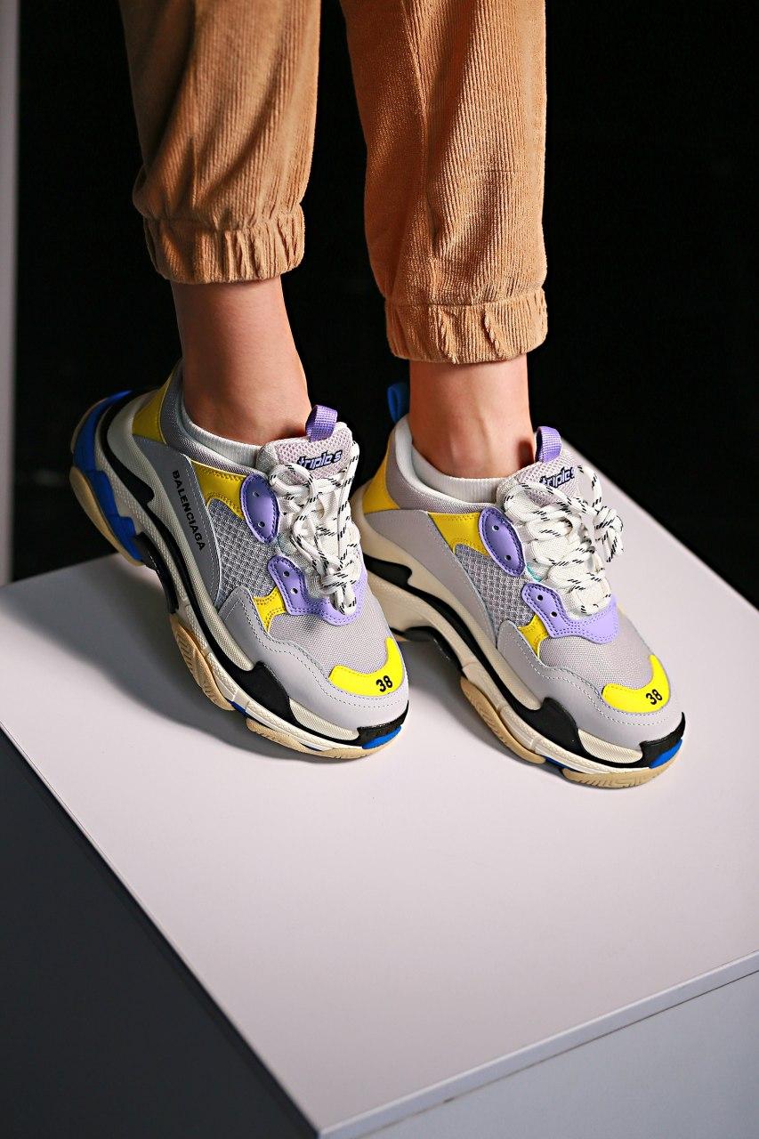 Balenciaga Triple S V1 Sneaker Grey Purple Yellow Black