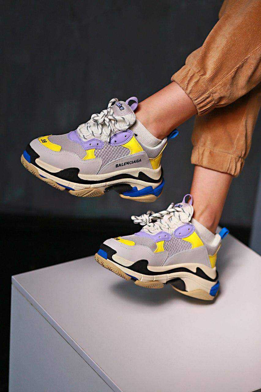 Balenciaga Triple S V1 Sneaker Grey Purple Yellow Black