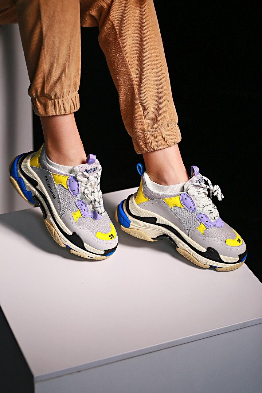 Balenciaga Triple S V1 Sneaker Grey Purple Yellow Black