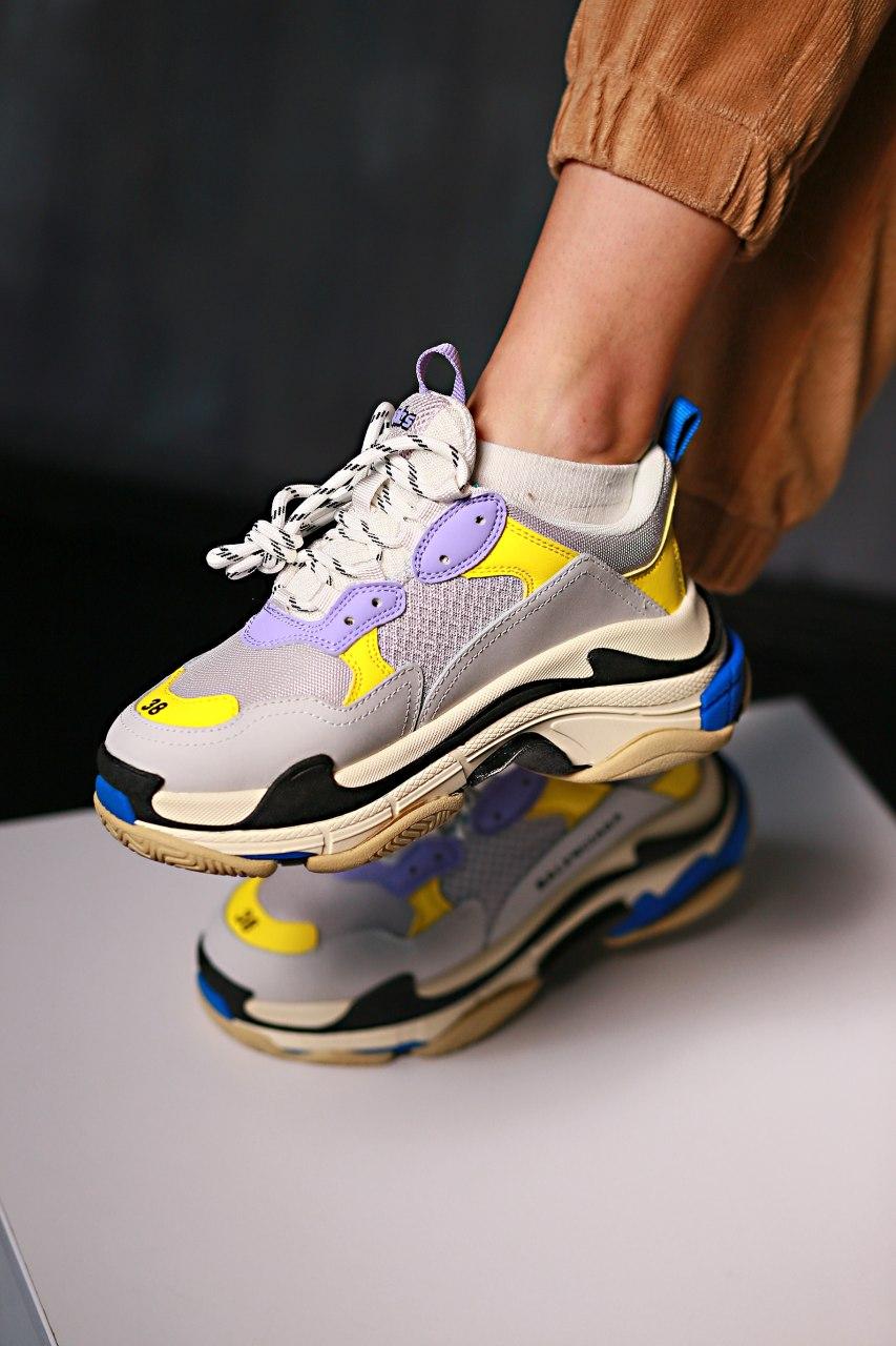 Balenciaga Triple S V1 Sneaker Grey Purple Yellow Black