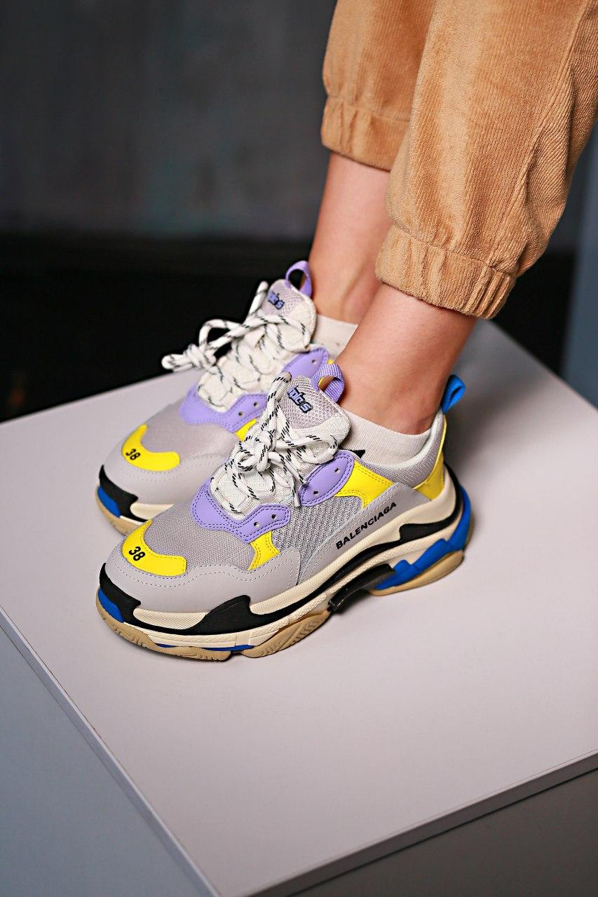 Balenciaga Triple S V1 Sneaker Grey Purple Yellow Black