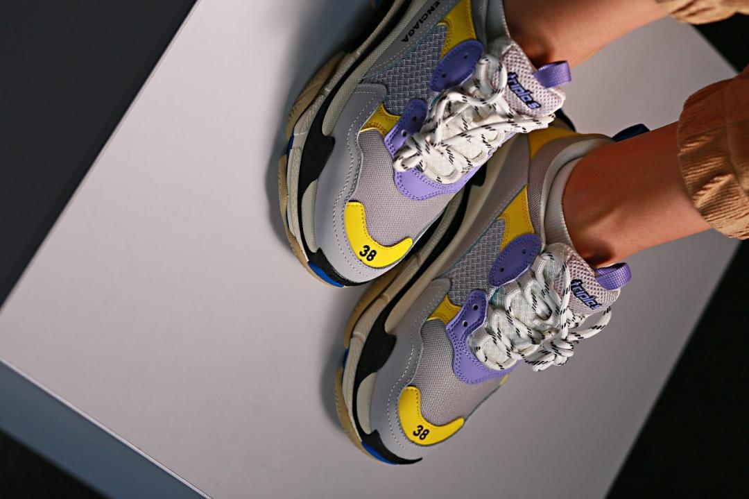 Balenciaga Triple S V1 Sneaker Grey Purple Yellow Black