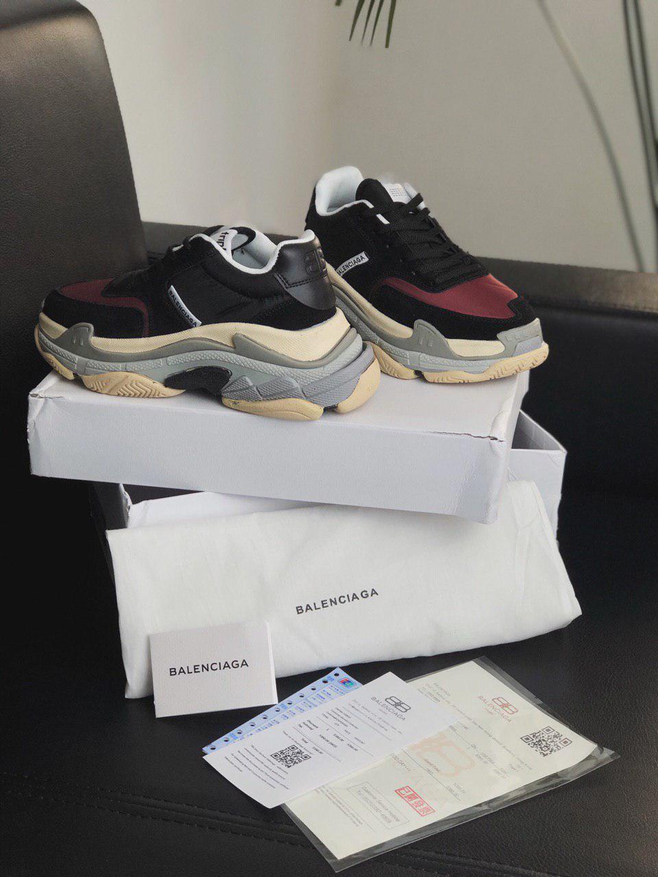 Balenciaga Triple S V2 Black Bordo Burgundy