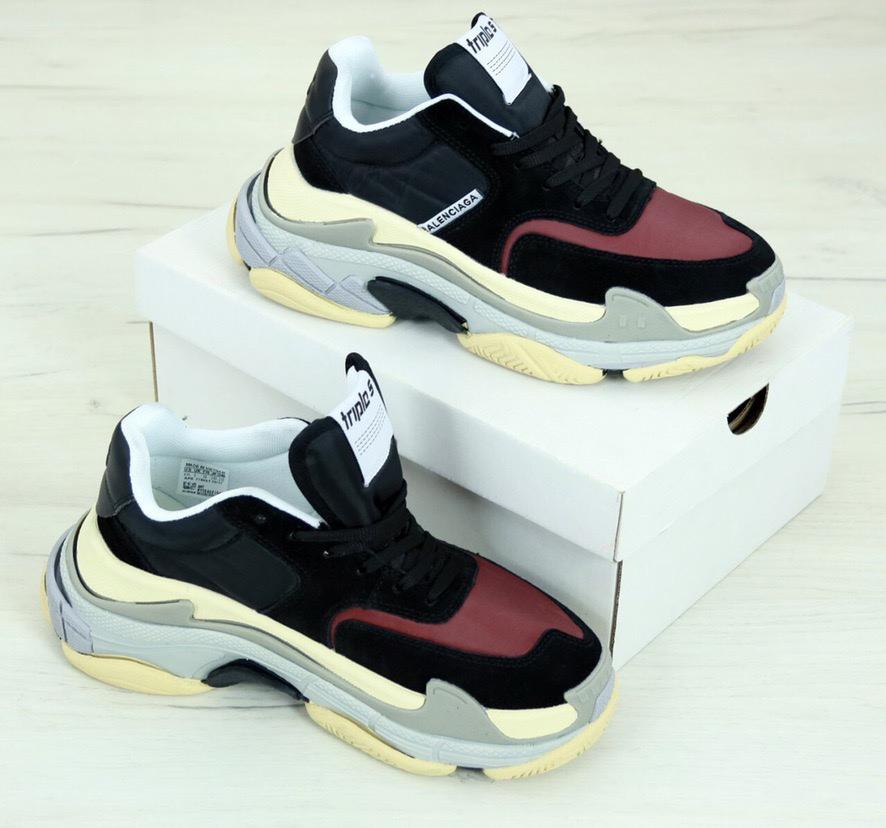 Balenciaga Triple S V2 Black Bordo Burgundy