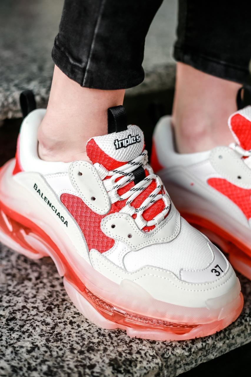 Balenciaga Triple S Clear Sole White Red